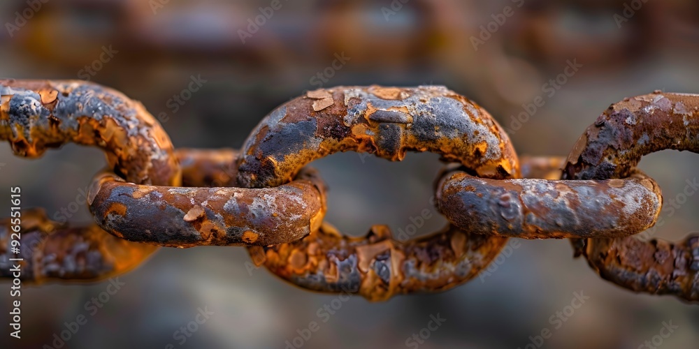 Rusted Chain Links Close-Up, Industrial Decay Rusted Chain Links Close-Up, Industrial Decay