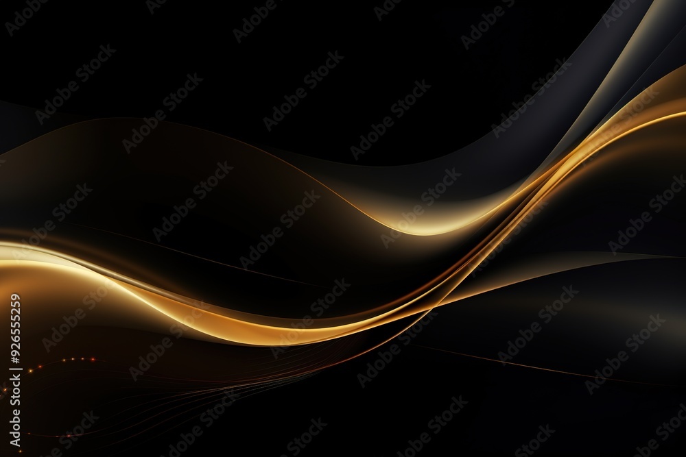 Abstract background with black and gold wavy lines. Abstract background with black and gold wavy lines.
