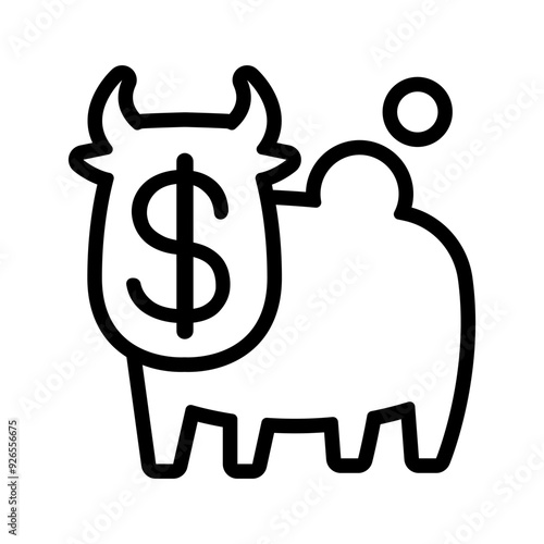 Quadro su tela cash cow icon in thin line style vector illustration graphic design