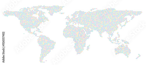 Flat dot wold map on white background