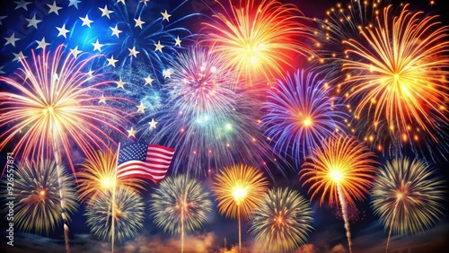 Colorful fireworks display celebrating Independence Day in the USA, 4th of July, United States