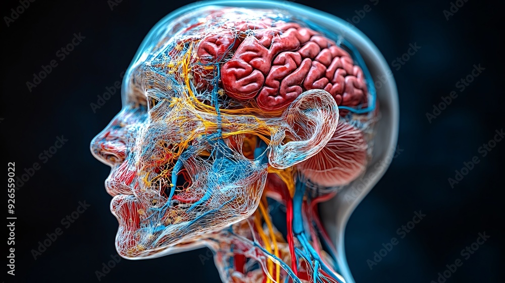 3D Human Brainstem Anatomy: A high-quality 3D rendering of the ...