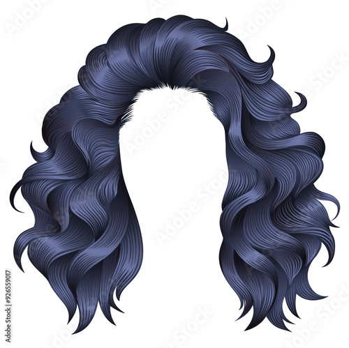 long curly hairs  brunette black  dark colors  .
  beauty fashion style . wig .
