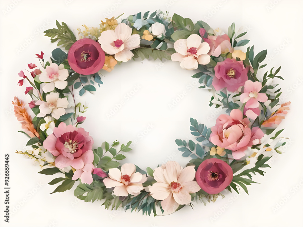ne oval frames with flowers and leaves in on a round stock circle ne oval frames with flowers and leaves in on a round stock circle