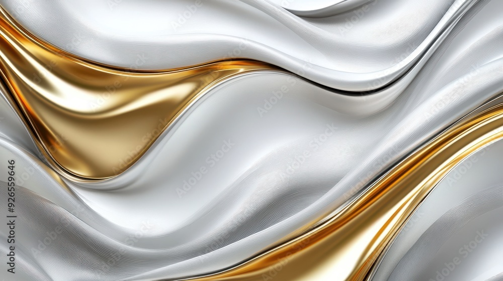 Abstract metallic texture silver and gold waves empty white background Abstract metallic texture silver and gold waves empty white background