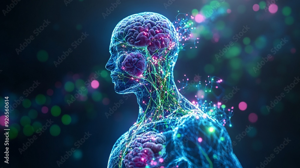 3D Human Lymphatic System: A detailed 3D rendering of the lymphatic system, highlighting lymph nodes, vessels, and the spleen. 3D Human Lymphatic System: A detailed 3D rendering of the lymphatic system, highlighting lymph nodes, vessels, and the spleen.