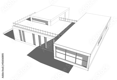 house building sketch architecture 3d illustration