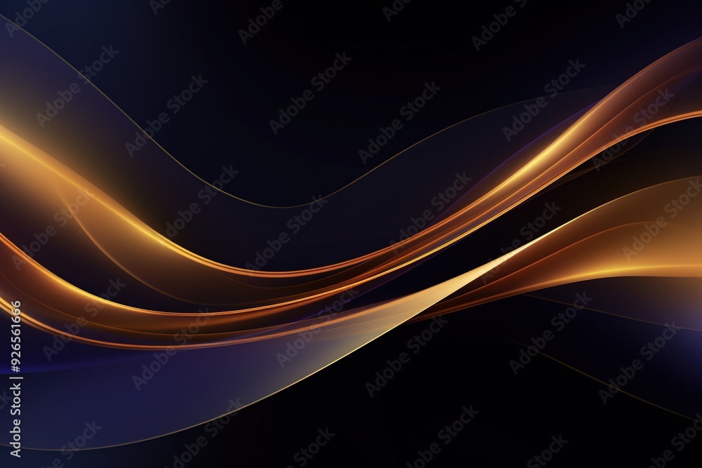 Abstract background with golden waves on black. Abstract background with golden waves on black.