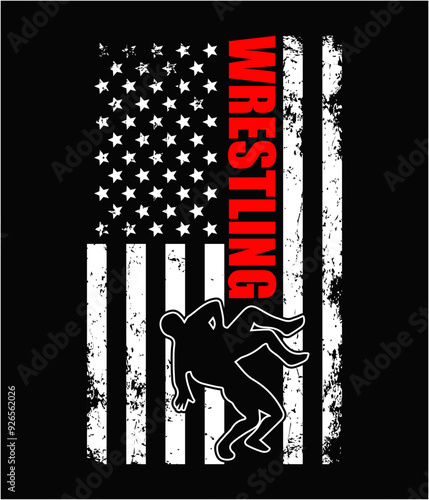 Wrestling American flag printable file