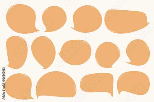 Set speech bubbles with brown Autumn and fall concept on white background.warm color chat vector doodle message or communication icon Cloud speaking for comics and minimal message dialog