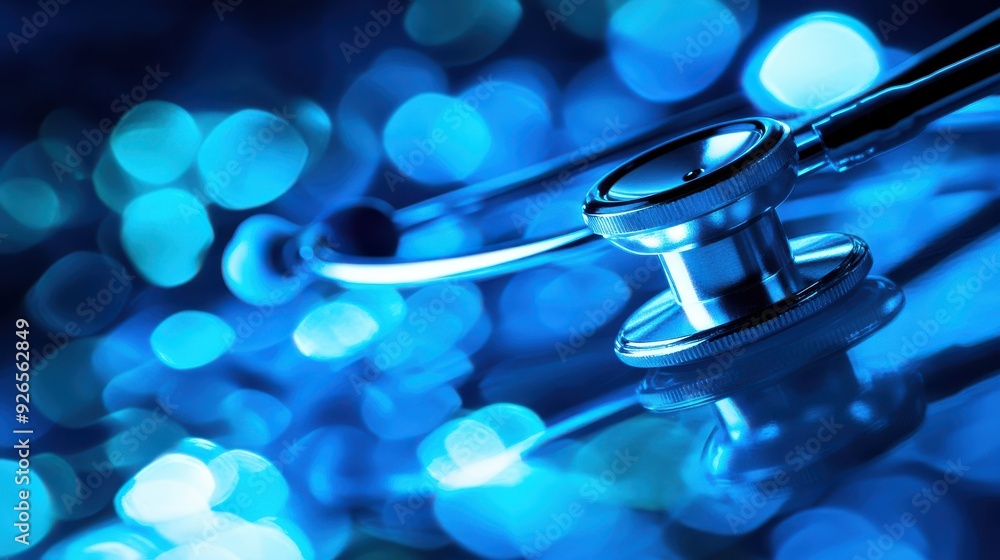 Blue health science lab: stethoscope for medical diagnosis Blue health science lab: stethoscope for medical diagnosis