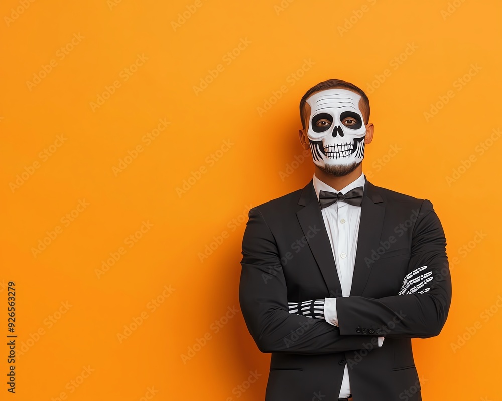 Halloween-themed digital ad featuring a businessman dressed as a skeleton, promoting a limited-time business deal Halloween-themed digital ad featuring a businessman dressed as a skeleton, promoting a limited-time business deal