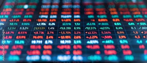 Close-up of a stock market ticker displaying financial data.