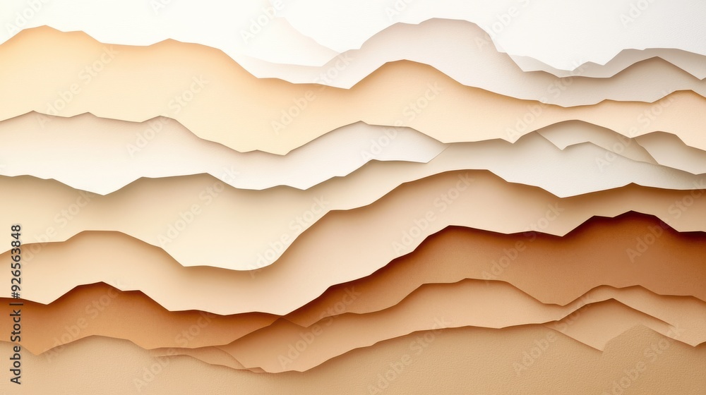 Layered paper effect different shades of beige and brown isolated white background Layered paper effect different shades of beige and brown isolated white background