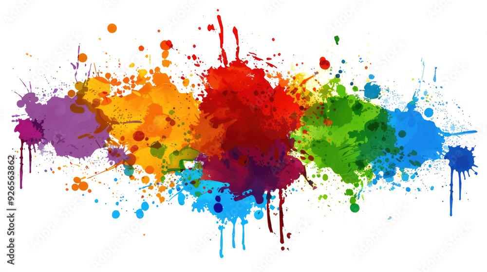 Fototapeta premium colorful ink drop splatter isolated on white or transparent png