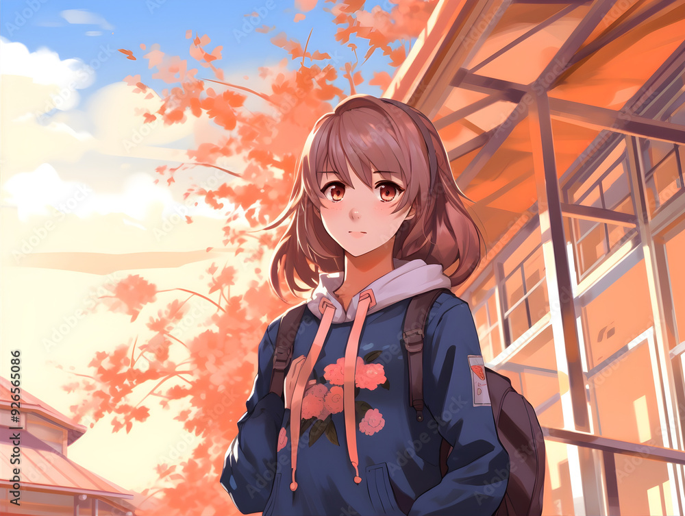 Melancholic Manga Anime Girl Springtime AI Artwork Melancholic Manga Anime Girl Springtime AI Artwork