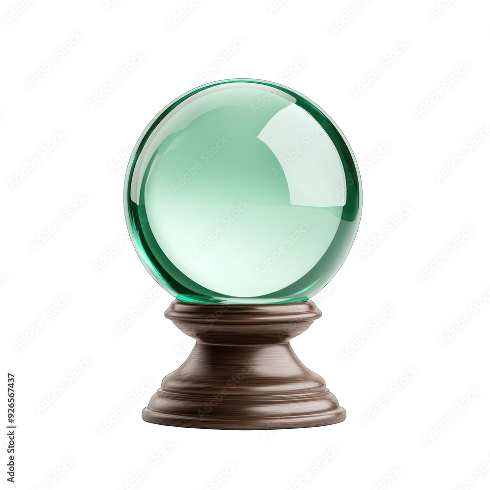 A mystical crystal ball with a wooden base, perfect for fortune telling or magical themes in photography and artwork. transparent background