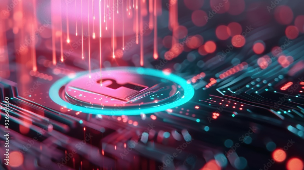 An abstract representation of cybersecurity, featuring digital locks and biometric symbols to illustrate the concept of secure authentication methods. An abstract representation of cybersecurity, featuring digital locks and biometric symbols to illustrate the concept of secure authentication methods.