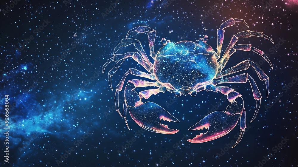 Cancer horoscope sign in twelve zodiac with galaxy stars background. Cancer horoscope sign in twelve zodiac with galaxy stars background.