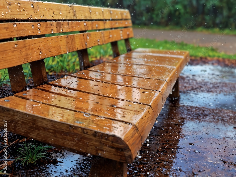 Fototapeta premium Rain-Soaked Bench