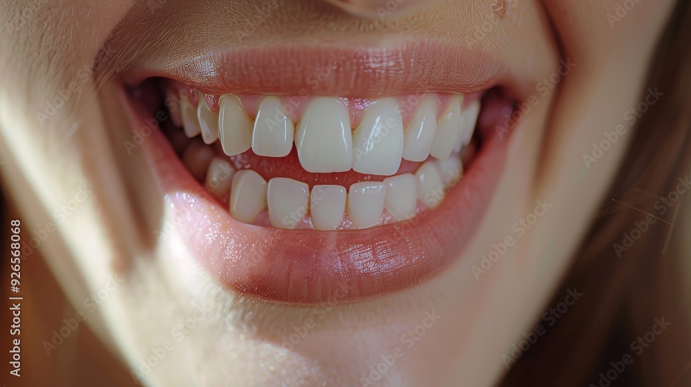 Obraz premium Dental aligners in the mouth of a beautiful girl while smiling