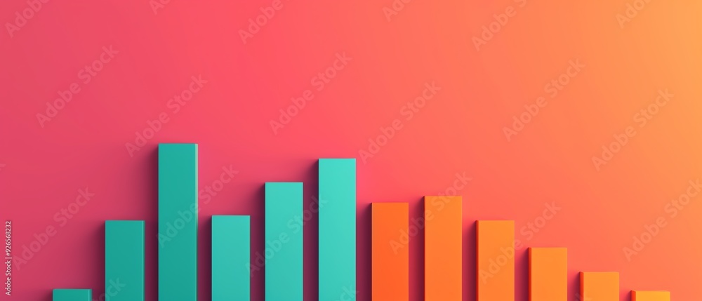 Blue bar graph with arrow pointing up on red background. Blue bar graph with arrow pointing up on red background.