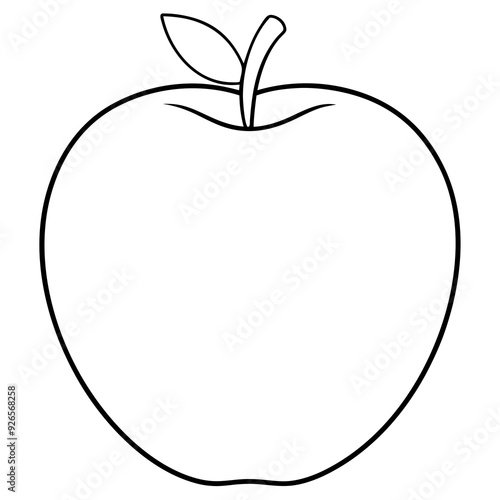 Vector Line Art of Apple - SVG, Cricut Files, Vector Clipart, Silhouette Cut Files, Apple Illustration for T-Shirts & Crafts