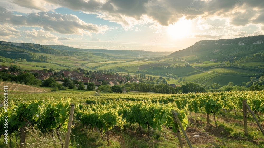 Fototapeta premium A valley of vineyards