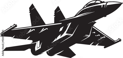 Fighter Jet Airplane Silhouette flat vector illustration isolated on a white background