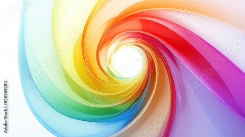 Abstract spiral of colors vibrant rainbow effect empty white background