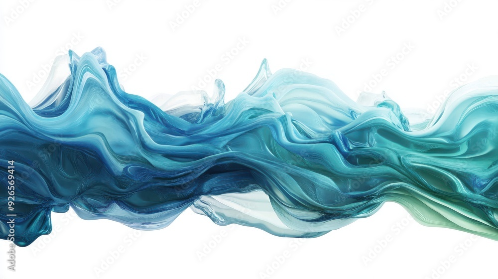 Fototapeta premium Abstract ripple effect shades of blue and green isolated white background