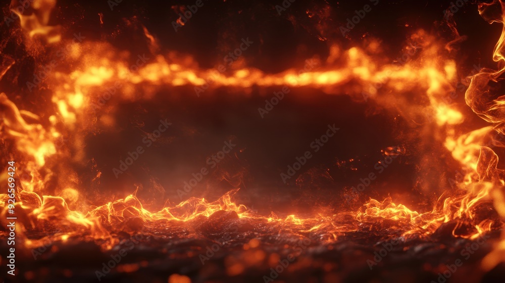 Fire frame concept with soft glowing flames elegantly framing the edges of the image, evoking warmth, energy, and movement in the design. Fire frame concept with soft glowing flames elegantly framing the edges of the image, evoking warmth, energy, and movement in the design.