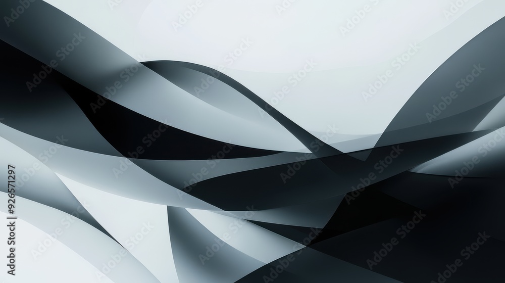 Obraz premium Abstract overlapping shapes shades of gray and black isolated white background