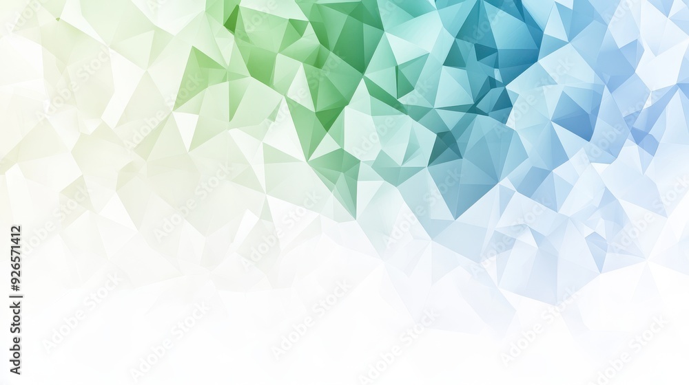 Geometric triangles gradient blue and green tones abstract design empty white background Geometric triangles gradient blue and green tones abstract design empty white background