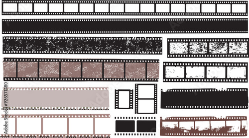 vector set of old retro reel cinema Film strip. editable camera roll effect design