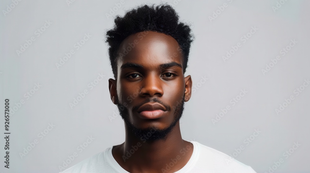 A striking portrait background with a white backdrop highlighting a person's features, emphasizing the sharpness and contrast of their expression, and drawing attention to their unique