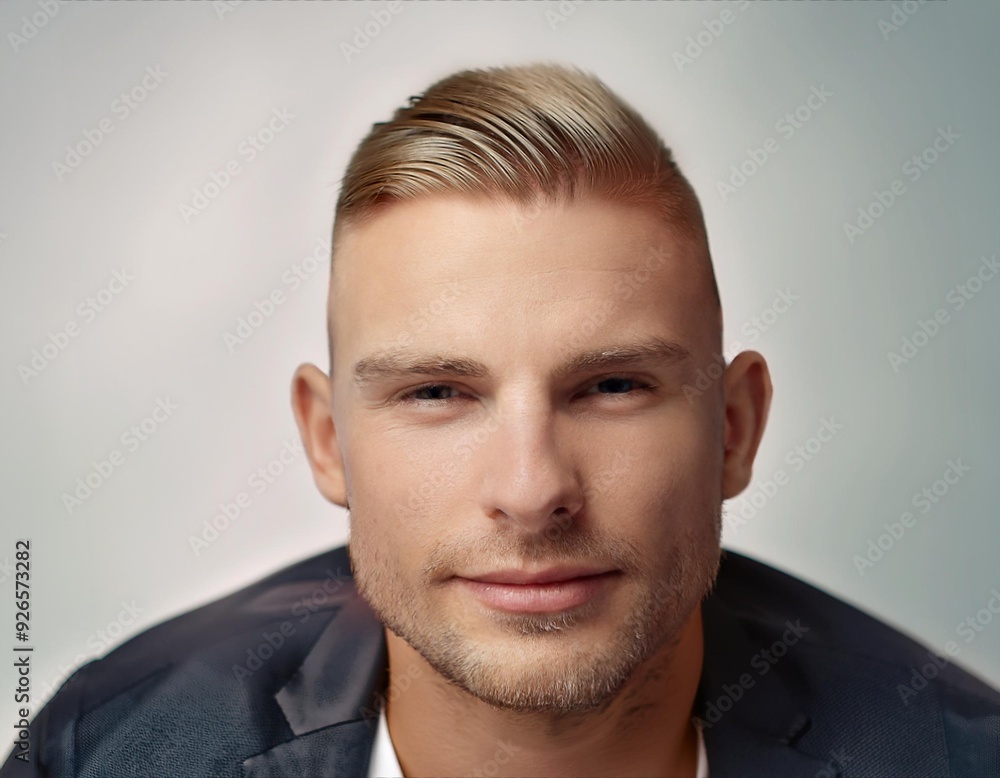 Fototapeta premium A white man after getting a hair transplant procedure.