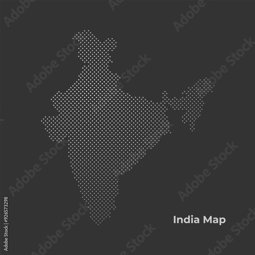 India map dotted vector illustration. India map halftone background.