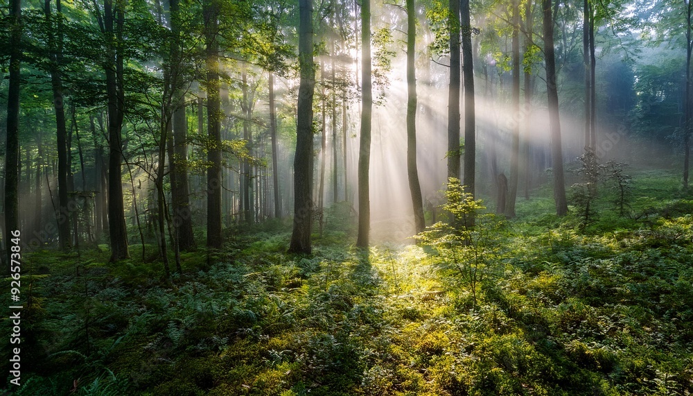 Obraz premium Forest with Sunbeams