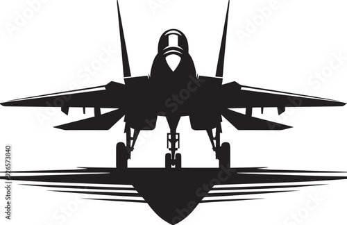 Fighter Jet Airplane Silhouette flat vector illustration isolated on a white background