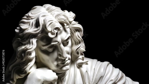 Marble Statue of Isaac Newton. Pioneer in Physics, Mathematics, and Astronomy.