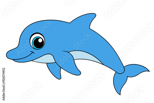 Dolphin Vector Illustration | Linocut, Kawaii, Cartoon, Clipart, Line Art Designs photo