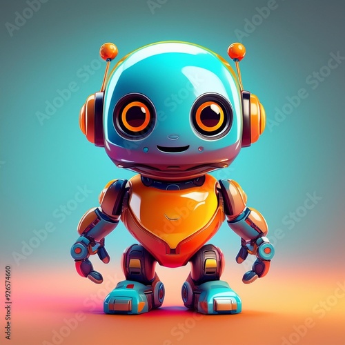 Adorable, high-quality tiny robot mascot characters in various vibrant colors.