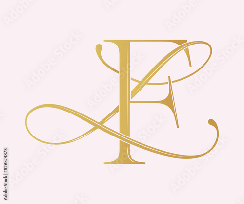 Quadro su tela LF,FL, logo LF, Letter LF,monogram LF, vector, logo, Wedding Monogram Initials,