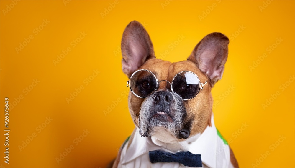 animal dog portrait business humor background finance yellow financial pet funny. Generative AI. animal dog portrait business humor background finance yellow financial pet funny. Generative AI.
