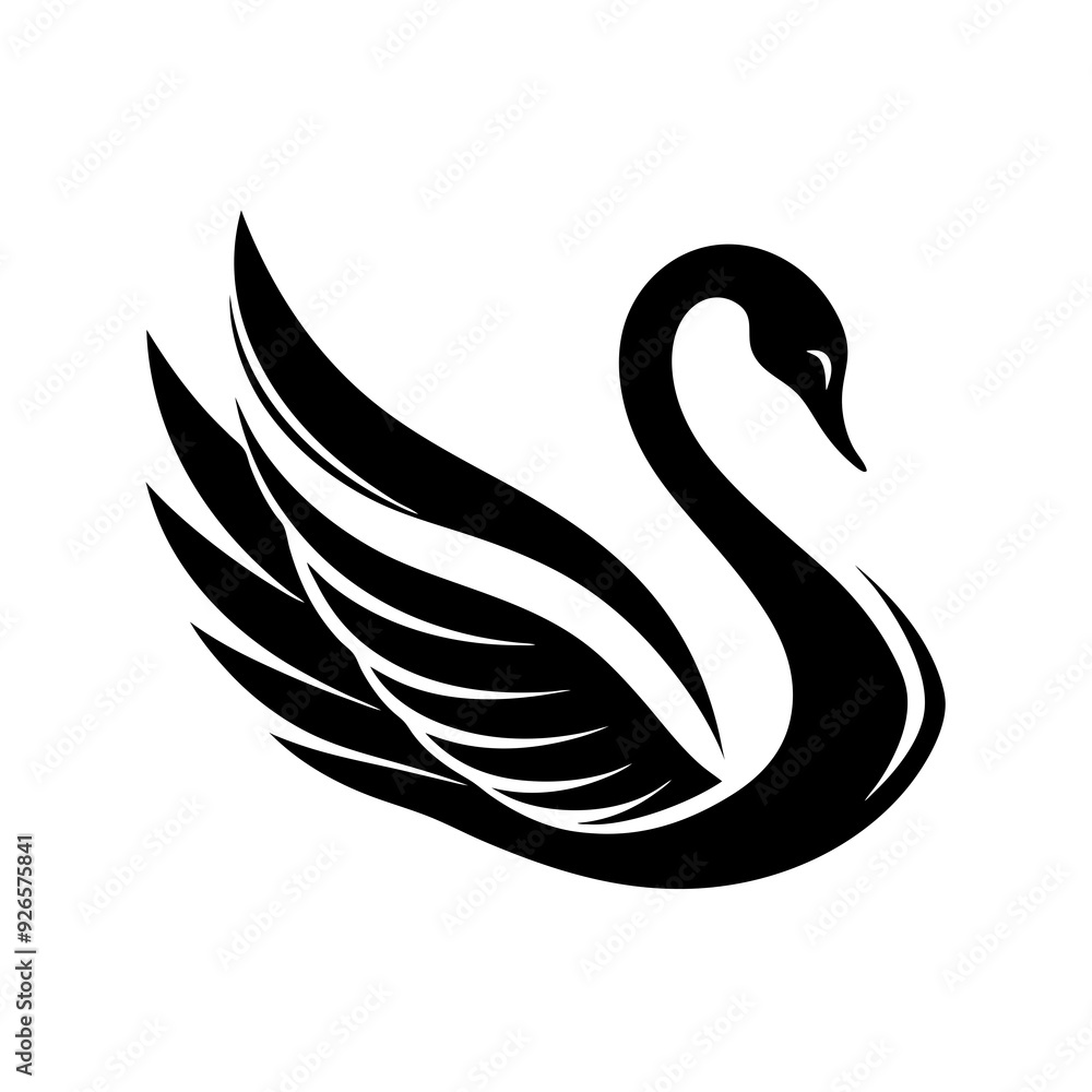 Fototapeta premium black swan vector logo