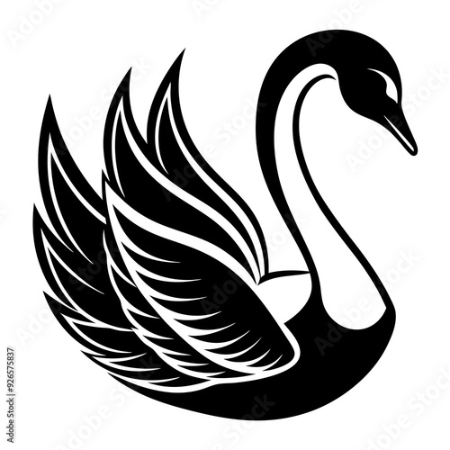 black swan on white vector art logo for designer 