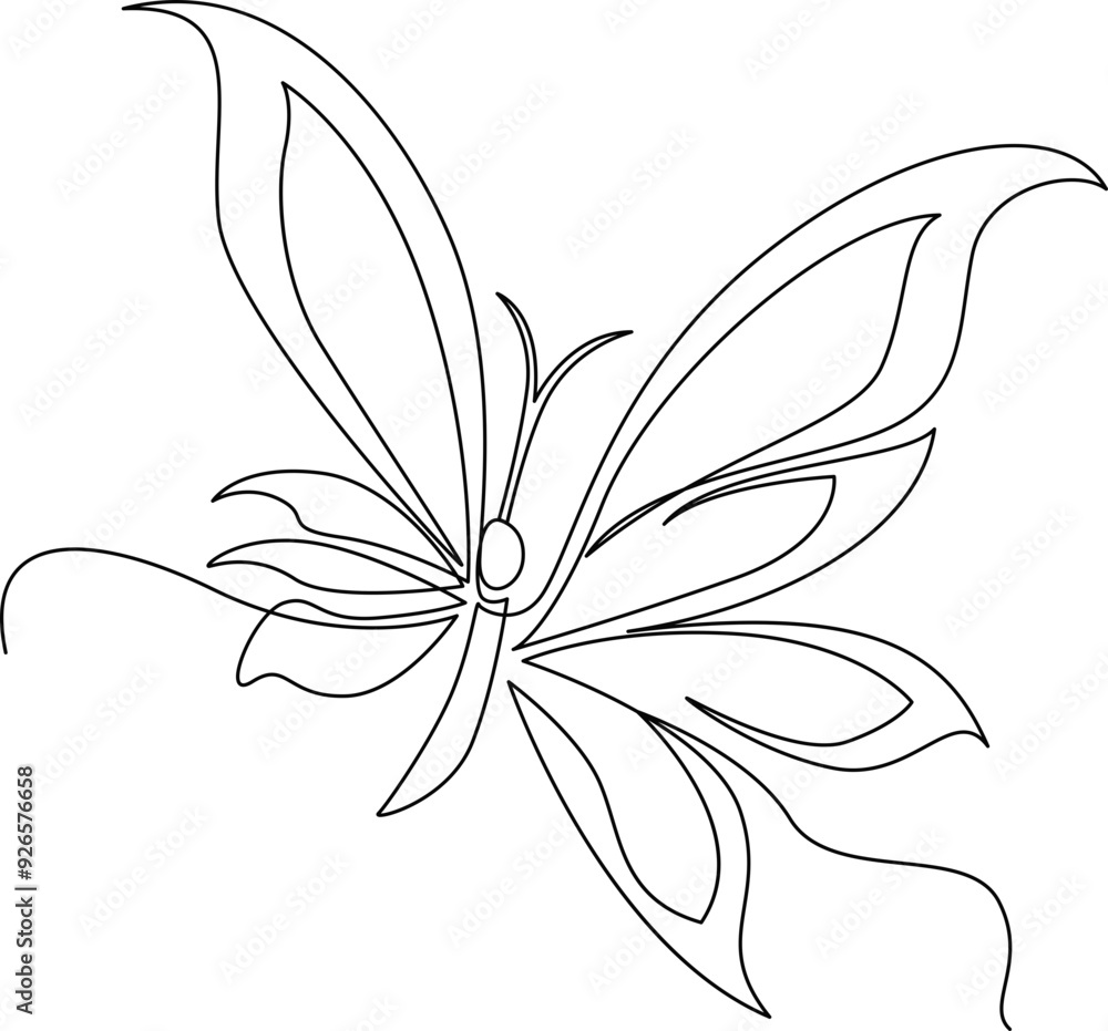 Obraz premium Beautiful butterfly one line art vector illustration