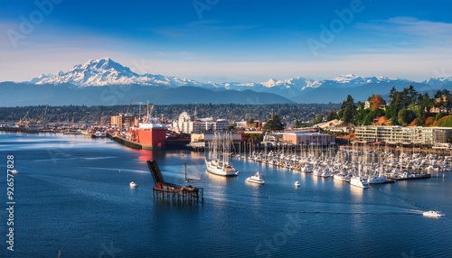 Bremerton, a city in Washington state, has a beautiful harbor and stunning views of the Olympic Mountains.