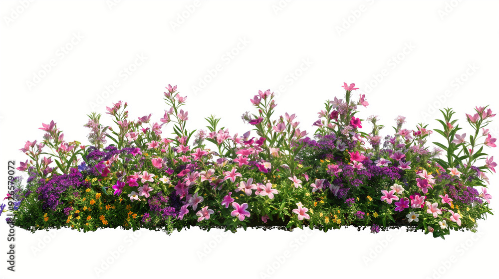 White Background with Side View of Flower Bush. White Background with Side View of Flower Bush.